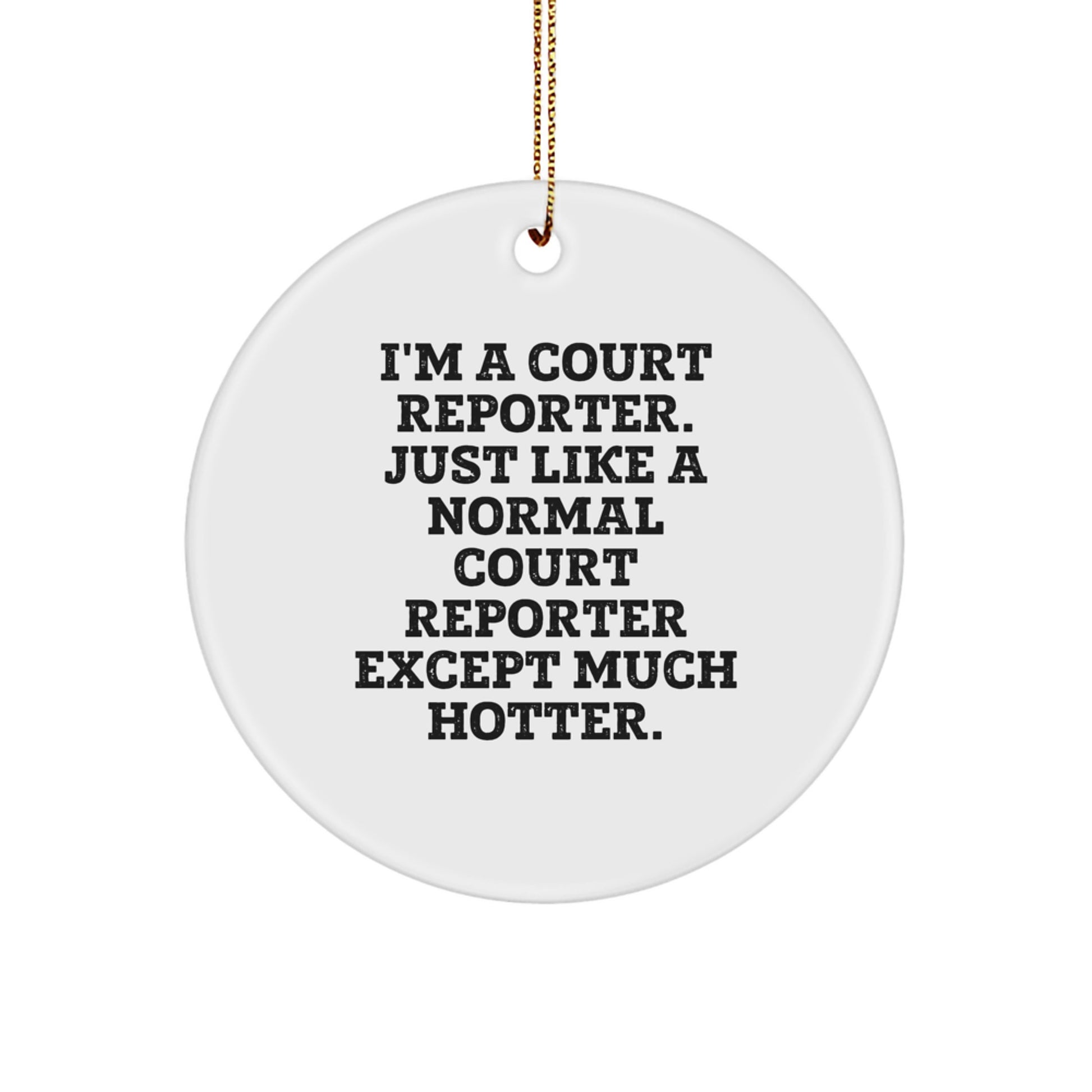 Funny Court Reporter Gifts from Friends for Court Reporters, Christmas Unique Circle Ornaments, 'I'm A Court Reporter. Just Like A Normal Court Reporter Except Much Hotter.' - Image 1