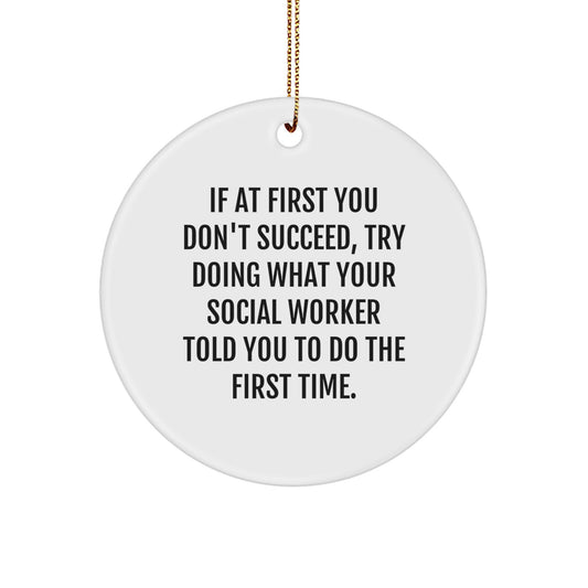 Funny Social Worker Christmas Unique Gift Circle Ornament for Friends from Coworkers - Image 1