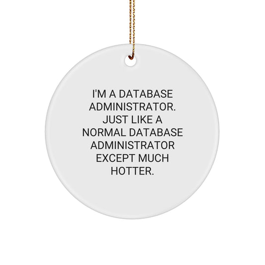 Funny Gifts for Database Administrator, I'm A Database Administrator Except Hotter Circle Ornament, Christmas Unique Presents for Men Database Admins - Image 1