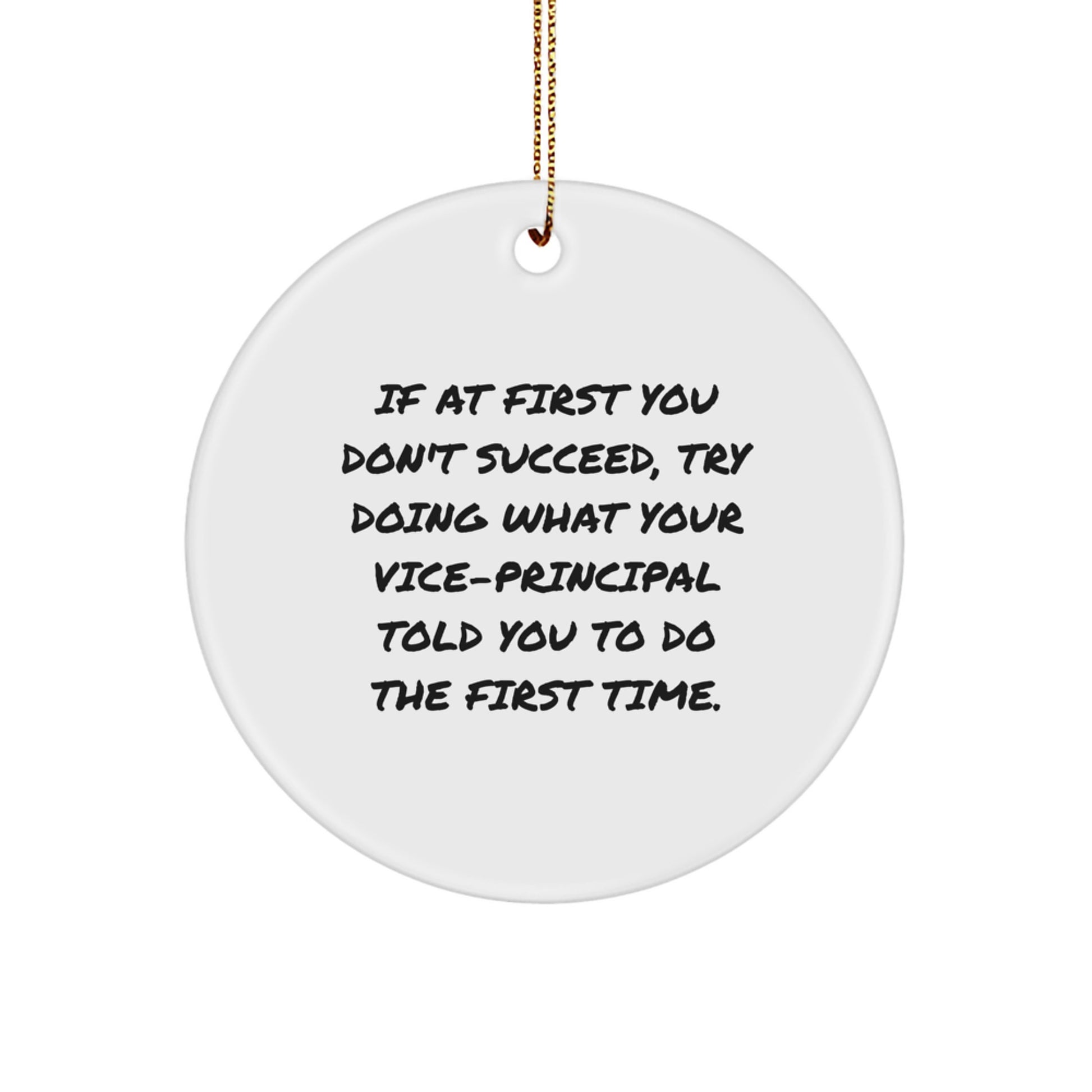 Funny Vice-principal Gifts from Men - Christmas Unique Circle Ornament Inspirational Quotes Try Doing What Your Vice-principal Told You To Do The First Time - Image 1