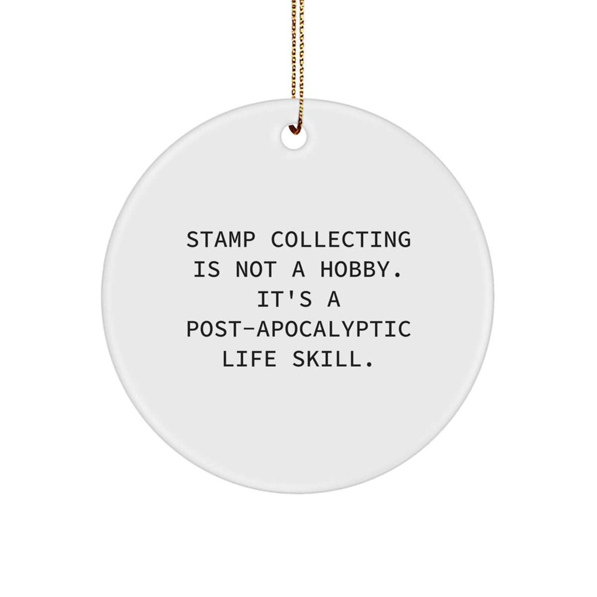 Stamp Collecting Circle Ornament Keepsake for Him Christmas Gift - Image 1