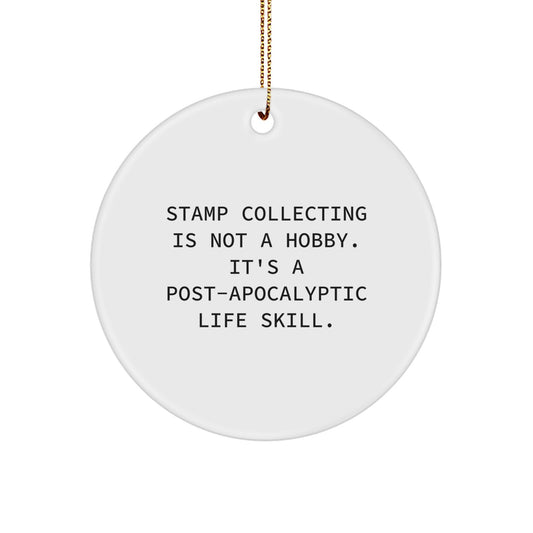 Stamp Collecting Circle Ornament Keepsake for Him Christmas Gift - Image 1