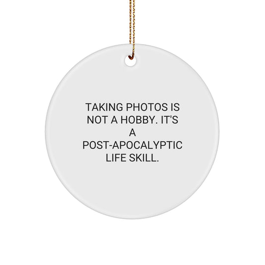 Bold Taking Photos Novelty Circle Ornament for Friends Christmas Gift - Image 1