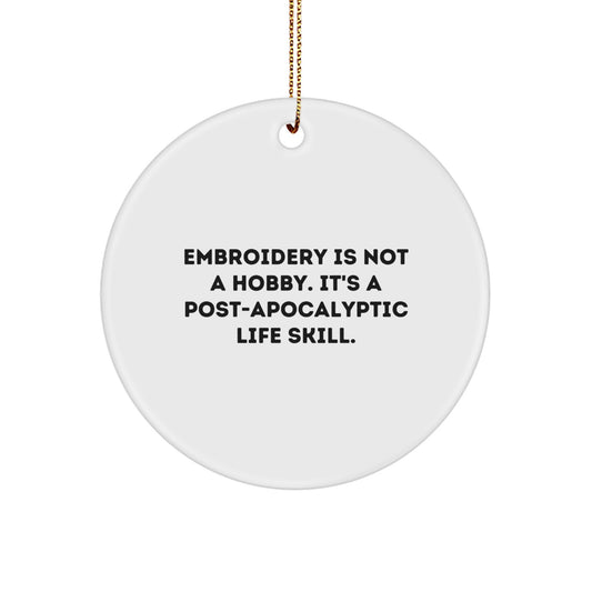 Christmas Unique Gift Embroidery Circle Ornament for Her Post-Apoc Present - Image 1