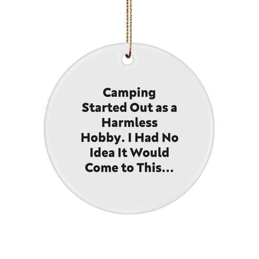 Christmas Gift for Her Camping Circle Ornament Present With Quote - Image 1