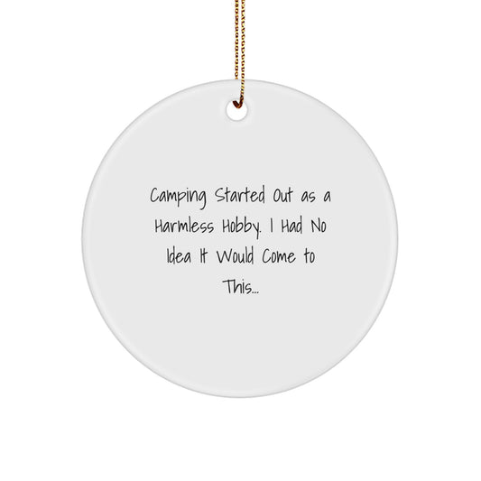 Playful Camping Circle Ornament Novelty for Friends Christmas Gift - Image 1