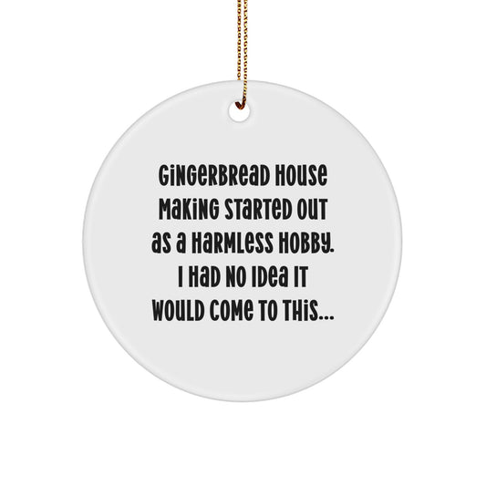 Get Started with Gingerbread House Making Gifts from Friends for Men Women Family - Funny Gingerbread House Making Circle Ornament, Handmade Christmas Unique Decorations - Image 1