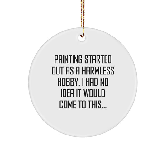 Painting Keepsake Circle Ornament for Him Christmas Gift - Image 1