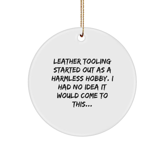 Leather Tooling Keepsake Christmas Ornament for Him Surprise Gift - Image 1