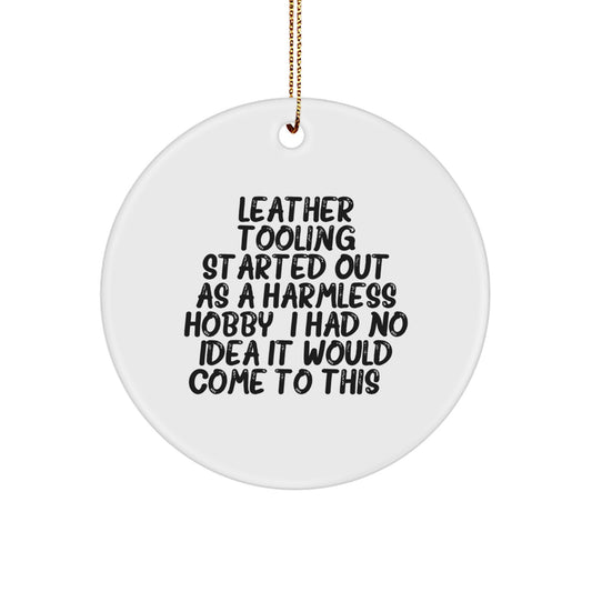 Christmas Gift for Her Leather Tooling Ornament Present Vintage - Image 1
