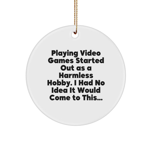 Ironic Christmas Ornament Gift for Neighbors Playing Video Games Started - Image 1