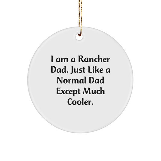 Rancher Dad Keepsake Christmas Ornament for Him Gift with Gold Cord - Image 1