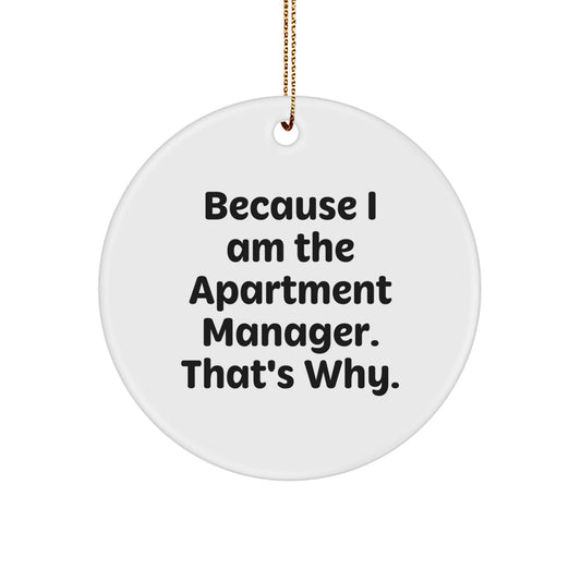 Funny Apartment Manager Christmas Unique Gifts for Men - Gifts from Friends - Because I Am The Apartment Manager That's Why Circle Ornament - Image 1