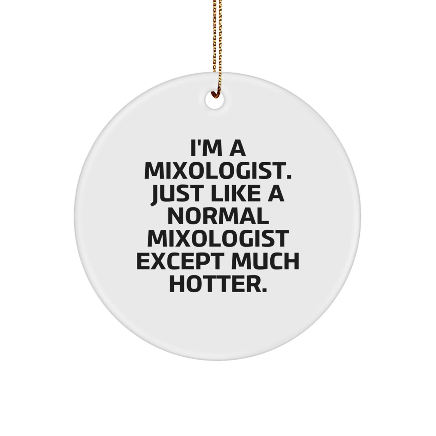 Funny Mixologist Gifts for Men - Circle Ornament with I'm A Mixologist. Just Like A Normal Mixologist Except Much Hotter. - Christmas Unique Gifts from Friends and Family - Image 1