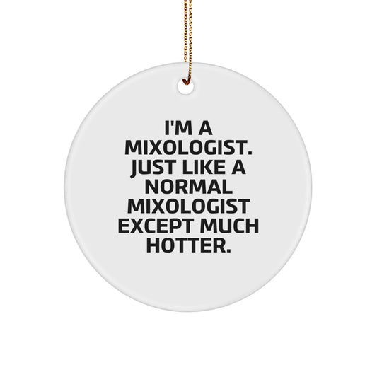Funny Mixologist Gifts for Men - Circle Ornament with I'm A Mixologist. Just Like A Normal Mixologist Except Much Hotter. - Christmas Unique Gifts from Friends and Family - Image 1