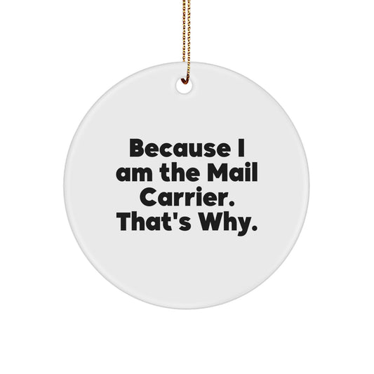 Funny Mail Carrier Gifts for Men - Because I Am The Mail Carrier. That's Why. - Christmas Unique Ornaments for Mail Carrier - Image 1