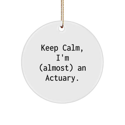 Christmas Gift for Her Actuary Ornament Present Keep Calm, I'm (Almost) - Image 1