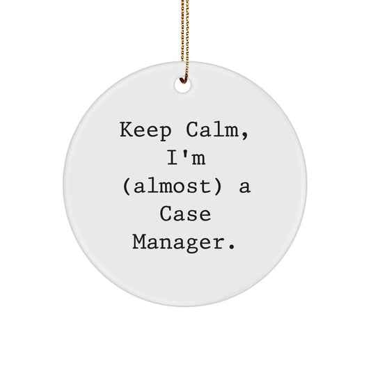 Funny Case Manager Gifts from Friends for Case Manager Christmas Ornament Keep Calm - Image 1