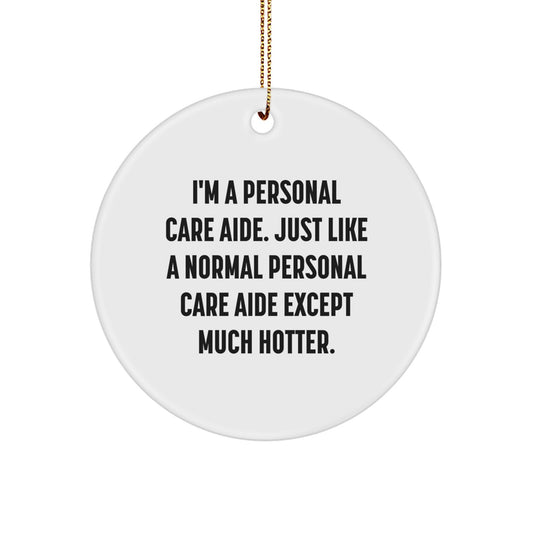 Funny Personal Care Aide Gifts from Friends for Personal Care Aide - Hotter than Normal Personal Care Aide Ornament, Circle Shaped Christmas Unique Gifts, - Image 1