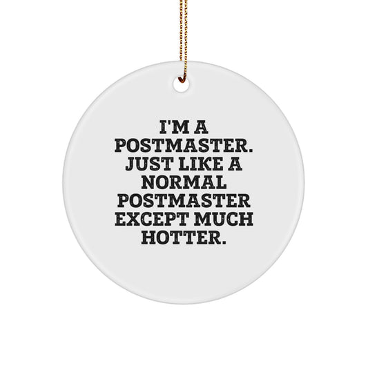 Funny Postmaster Gifts from Men to Postmaster Friends on Christmas Unique Circle Ornament - Image 1