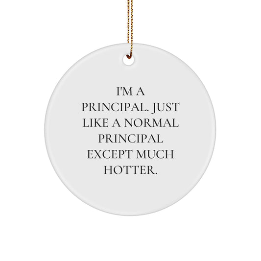 Funny Principal Gifts from Friends and Family - I'm A Principal. Just Like A Normal Principal Except Much Hotter. Christmas Circle Ornament - Image 1