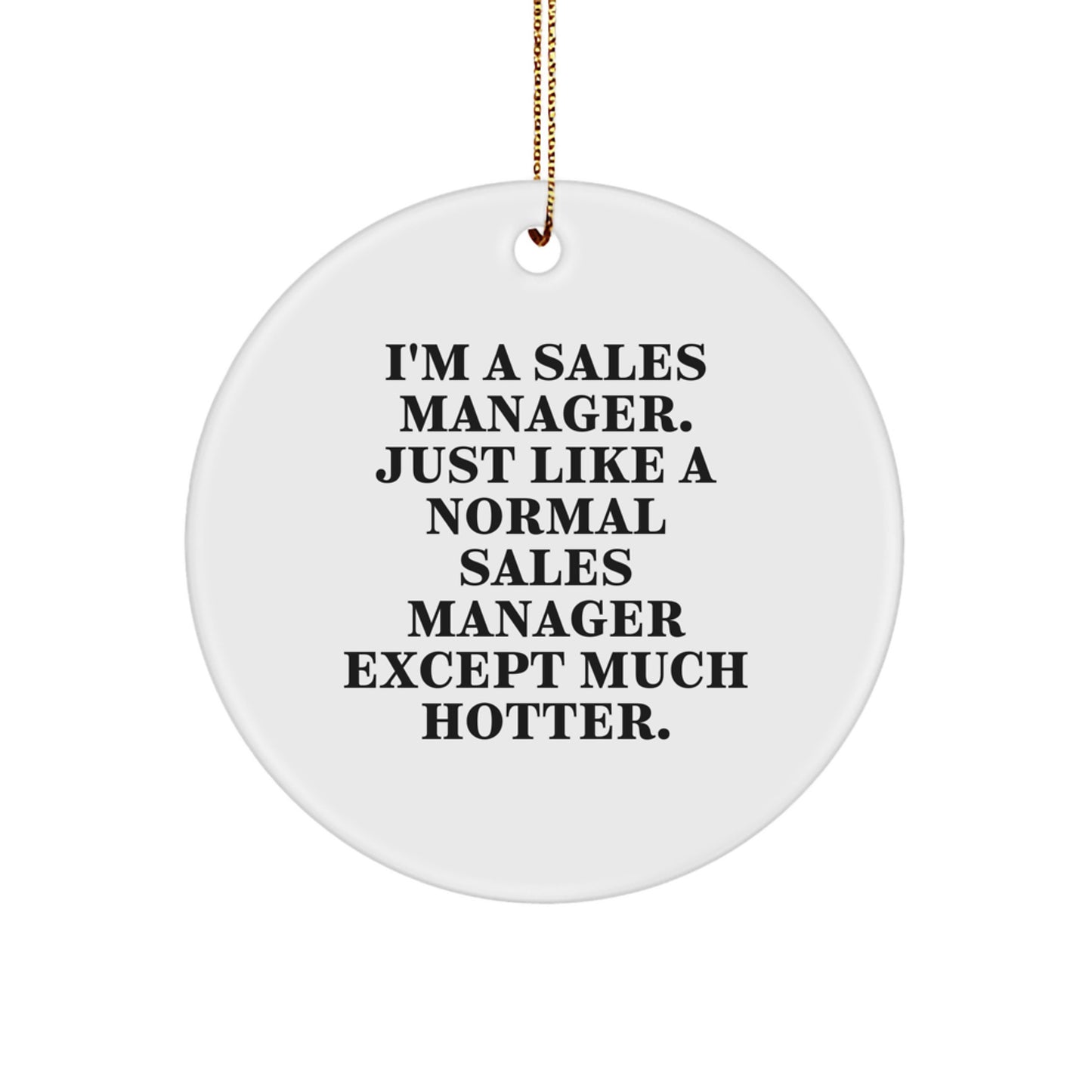 Sales Manager Gifts for Men, Funny Circle Ornament with 'I'm A Sales Manager. Just Like A Normal Sales Manager Except Much Hotter.' Quote - Christmas Unique Gifts from Friends, Coworkers, or Family - Image 1