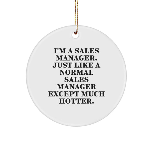 Sales Manager Gifts for Men, Funny Circle Ornament with 'I'm A Sales Manager. Just Like A Normal Sales Manager Except Much Hotter.' Quote - Christmas Unique Gifts from Friends, Coworkers, or Family - Image 1