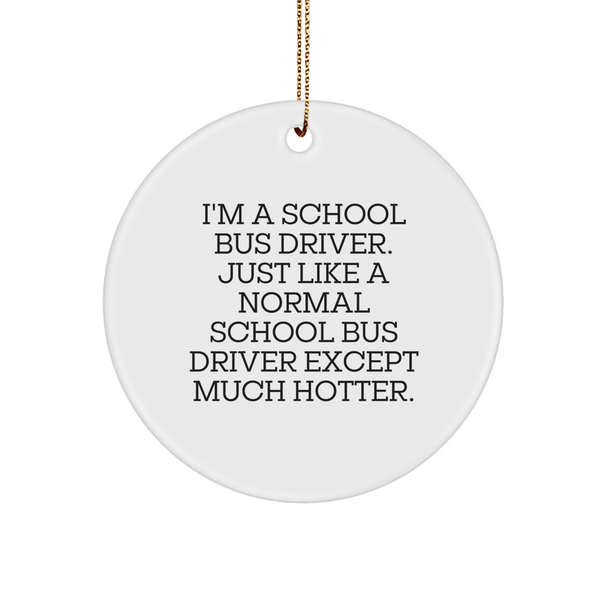 Funny School Bus Driver Gifts, Unique Circle Ornament for Christmas, I'm A School Bus Driver. Except Much Hotter. - Image 1