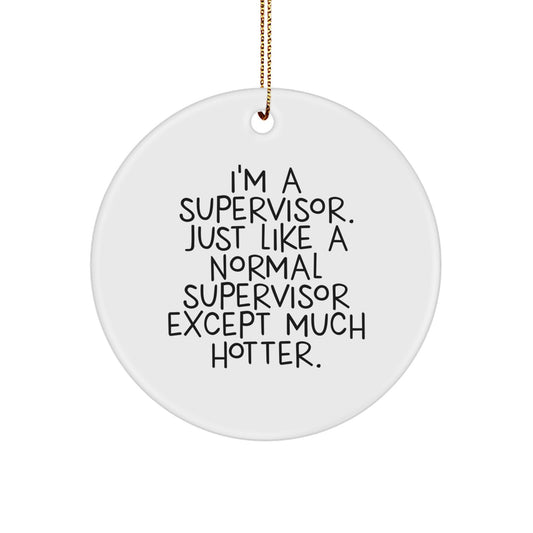 Funny Supervisor Christmas Unique Gifts from Friends for Men Circle Ornament, Supervisor Humor Decorations - Image 1