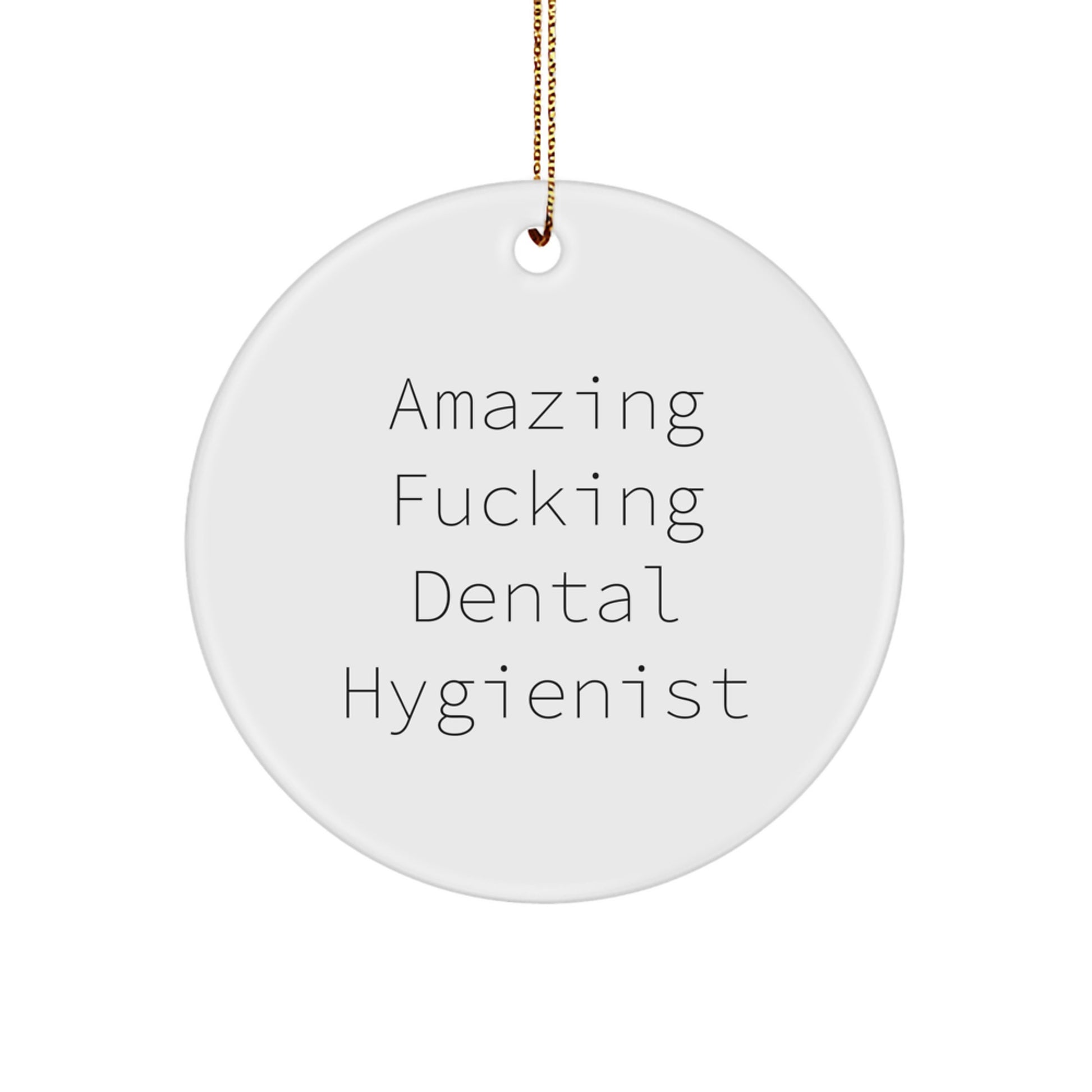Funny Dental Hygienist Circle Ornament Gifts from Friends for Christmas, Amazing F--king Quote Decorations, Unique Gifts for Dental Hygienist Coworkers - Image 1
