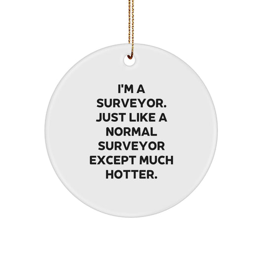 Funny Surveyor Gifts from Friends for Men, Unique Circle Ornament, I'm A Surveyor. Just Like A Normal Surveyor Except Much Hotter. Christmas Decorations - Image 1
