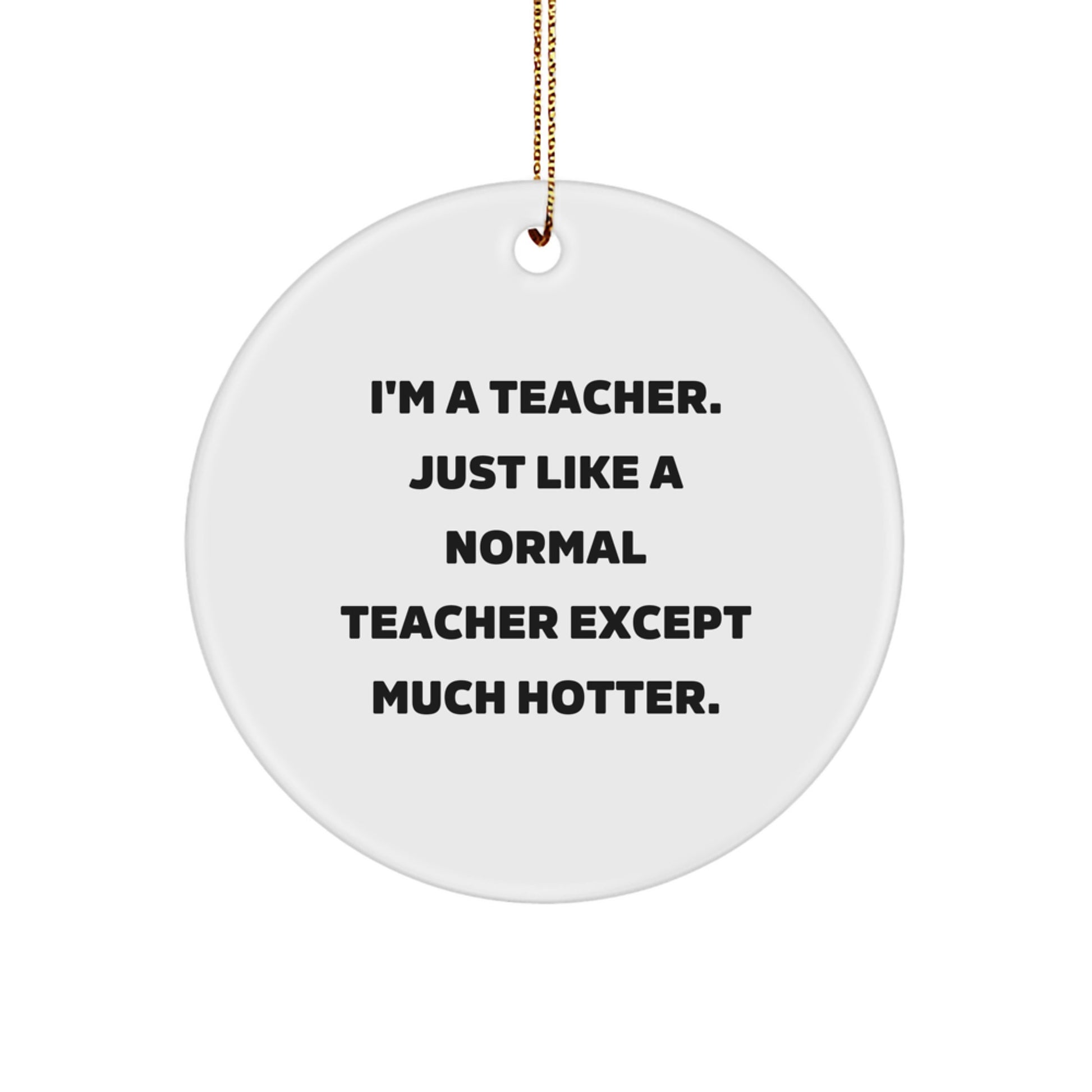 Funny Teacher Gifts for Men, Women, or Friends from Coworkers - Christmas Unique Circle Ornament, 'I'm A Teacher...' - Image 1