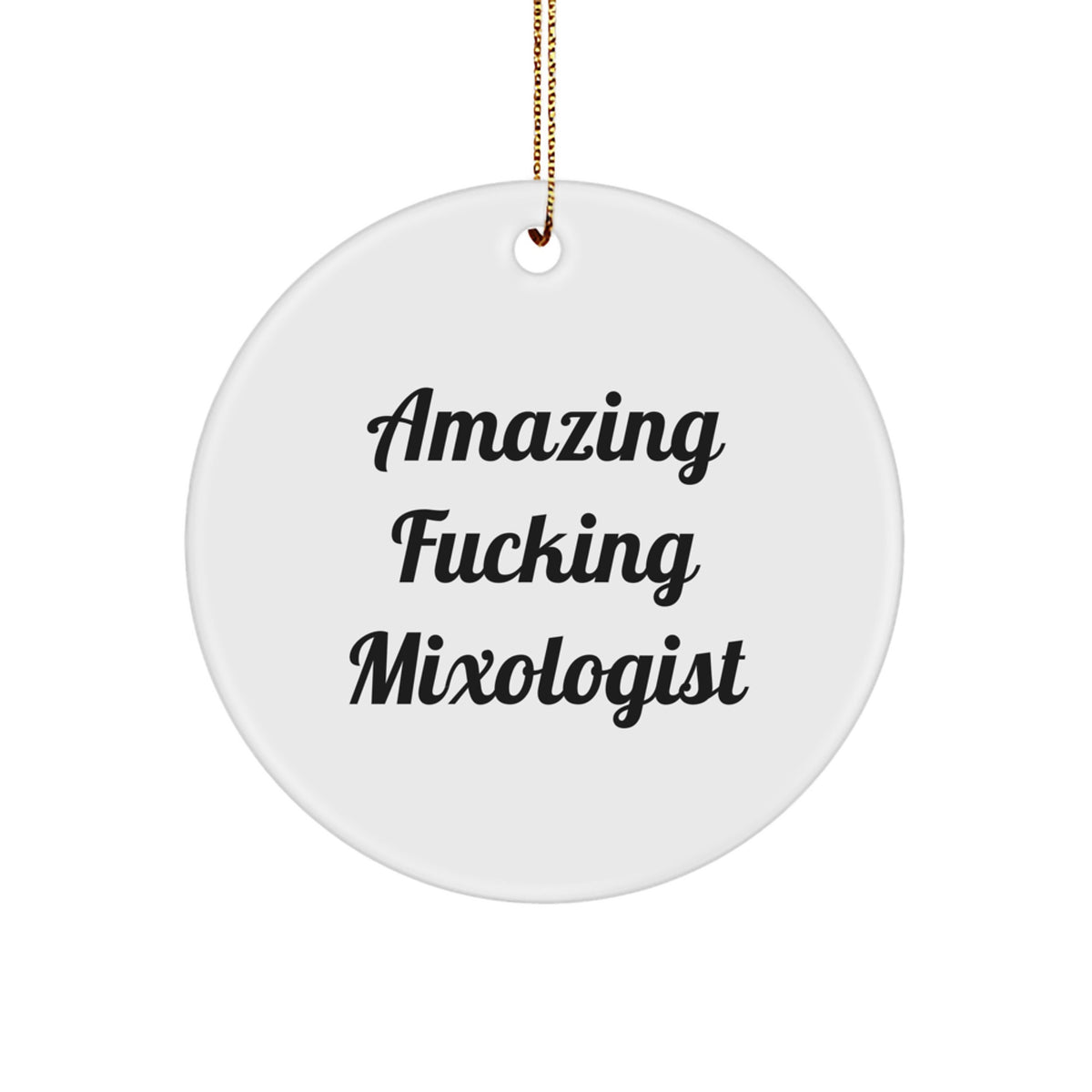 Christmas Gift Surprise Mixologist White Circle Ornament for Teens - Image 1
