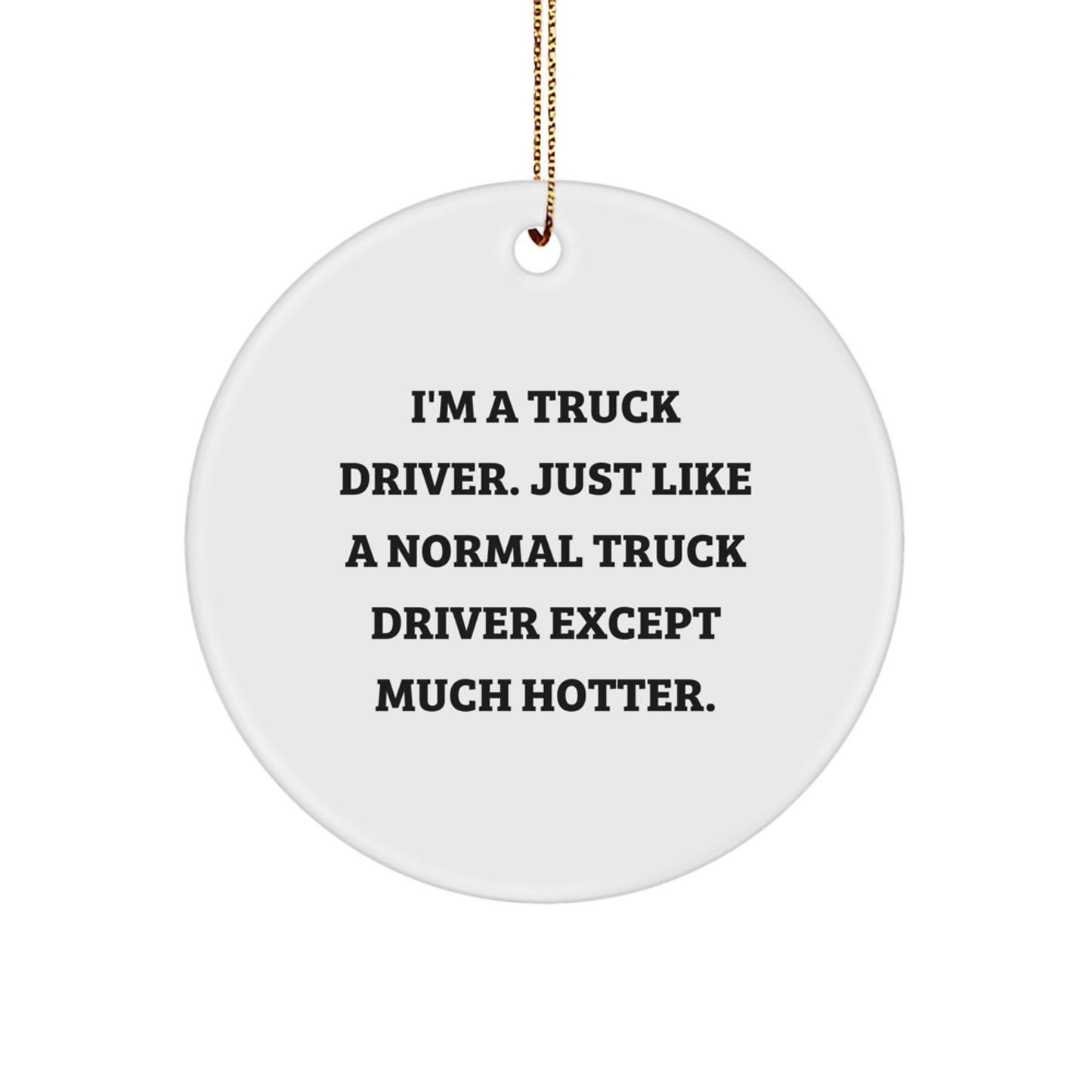 Funny Truck Driver Gifts for Men, Unique Christmas Unique Gifts from Friends to Family, 'I'm A Truck Driver. Just Like A Normal Truck Driver Except Much Hotter.' Circle Ornament - Image 1