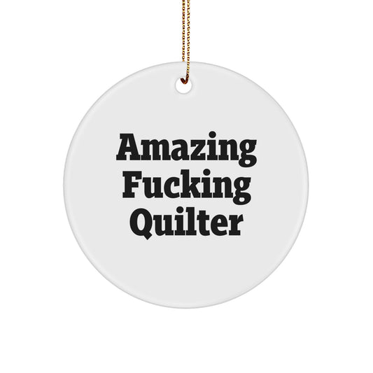 Christmas Unique Gift for Her Quilter Circle Ornament Amazing F. Quilter - Image 1