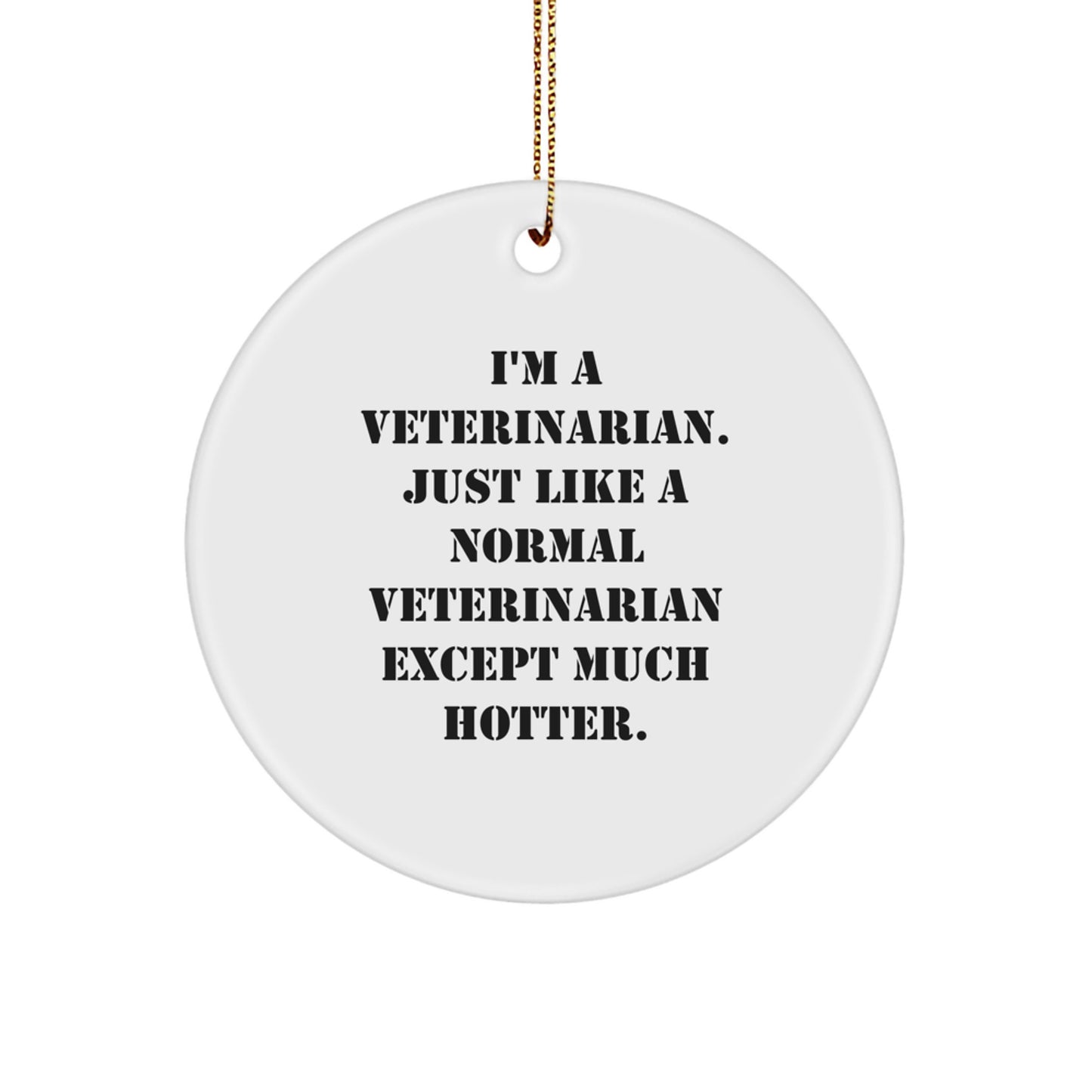 Funny Veterinarian Gifts from Friends, Unique Circle Ornament for Veterinarian Men, Women, or Coworkers - 'I'm A Veterinarian. Just Like A Normal Veterinarian Except Much Hotter.' - Image 1