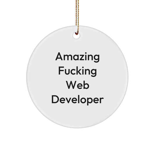 Wow Amazing Web Developer Circle Christmas Ornament for Happy Kids Gift - Image 1