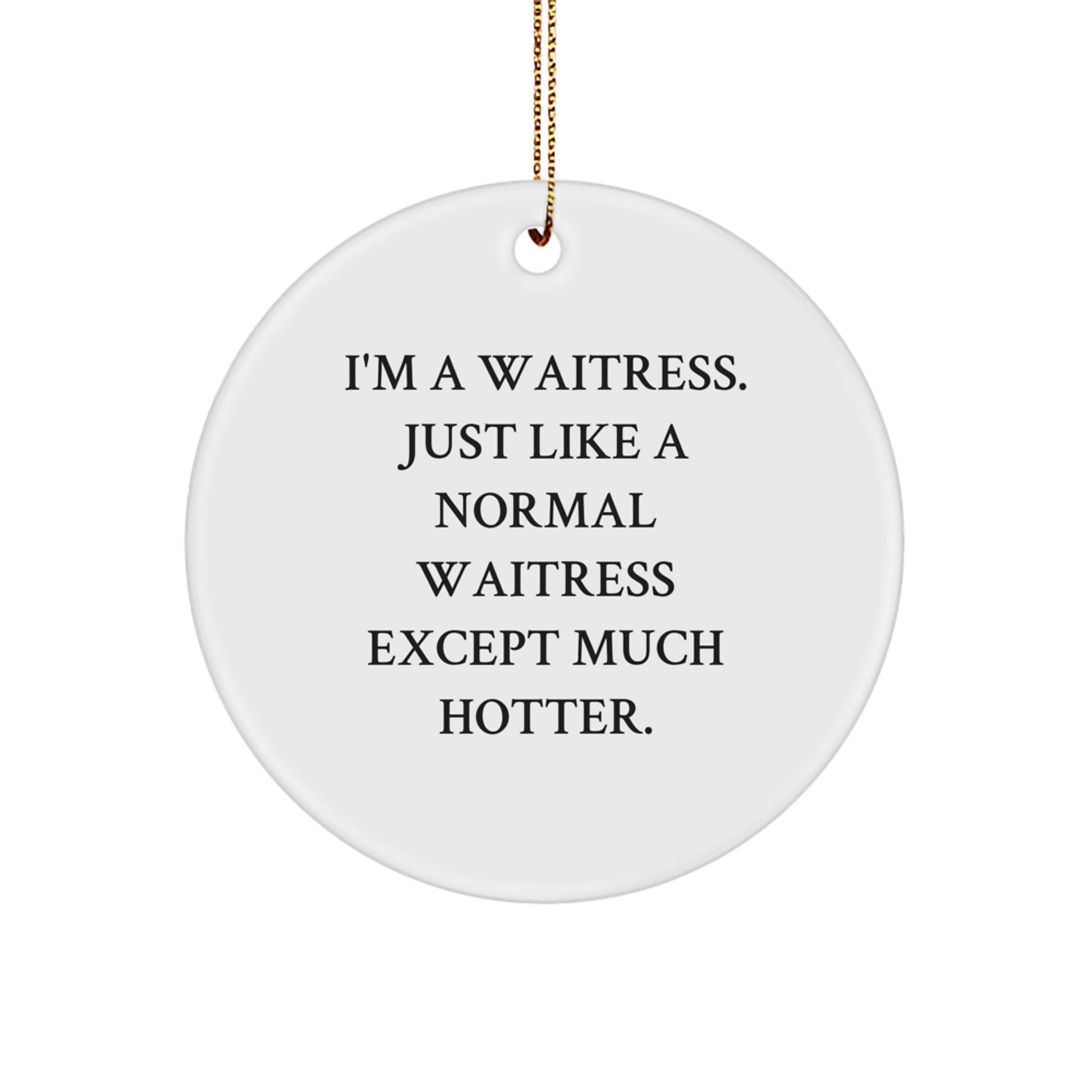 Funny Waitress Gifts from Friends for Waitress Coworkers - 'I'm A Waitress' Christmas Unique Circle Ornament - Image 1