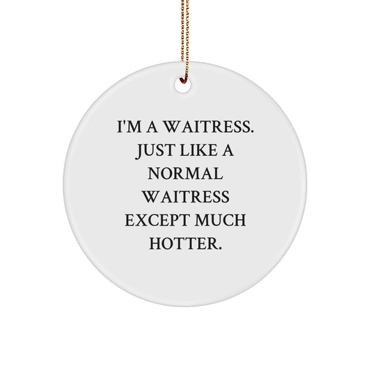 Funny Waitress Gifts from Friends for Waitress Coworkers - 'I'm A Waitress' Christmas Unique Circle Ornament - Image 1