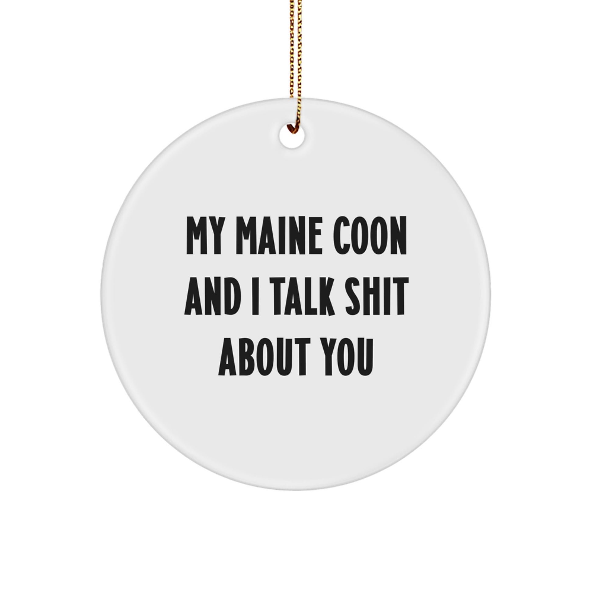 Funny Maine Coon Cat Circle Ornament Gifts for Women from Friends, Unique Christmas Ornaments for Men with Quirky Humor - Image 1