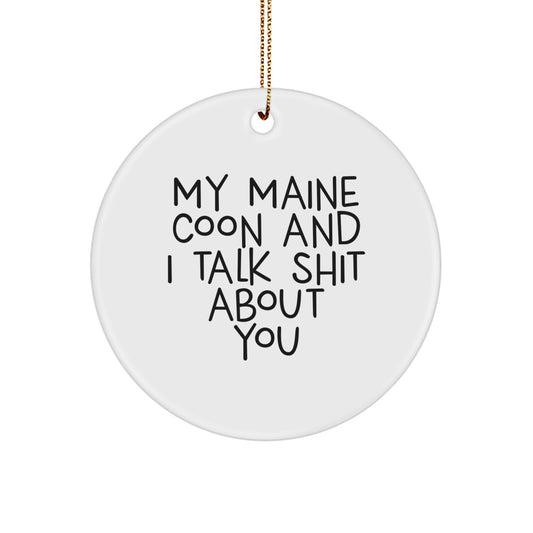 Funny Maine Coon Cat Circle Ornament Gifts from Friends for Christmas - Image 1