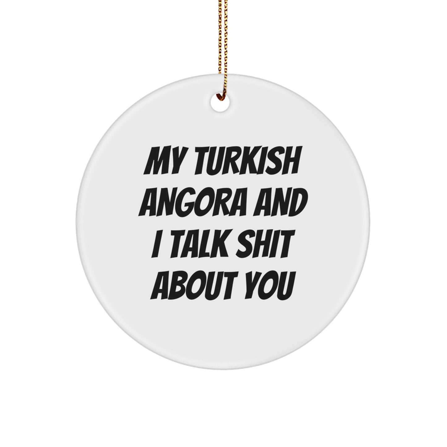 Funny Turkish Angora Cat Circle Ornament, Gifts from Friends for Cat Lovers, Christmas Unique Ornaments - Image 1