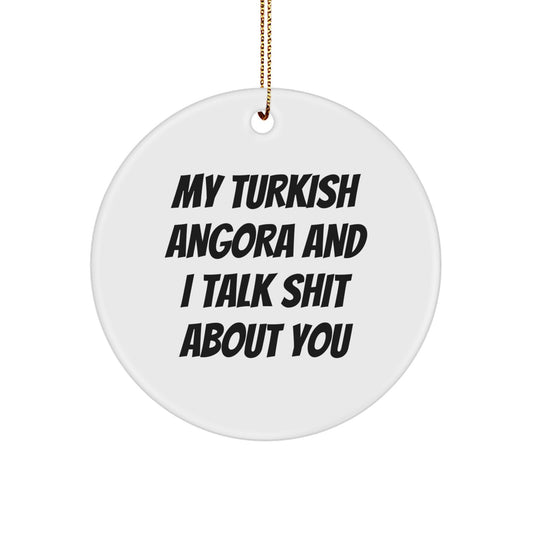 Funny Turkish Angora Cat Circle Ornament, Gifts from Friends for Cat Lovers, Christmas Unique Ornaments - Image 1