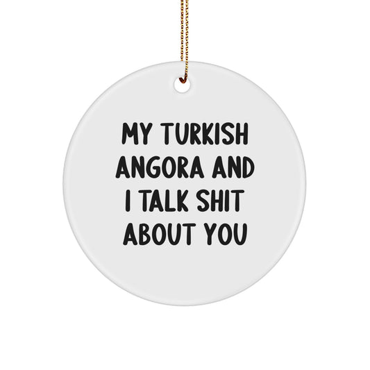 Funny Turkish Angora Cat Circle Ornament for Friends, Christmas Unique Gifts from Men - Image 1