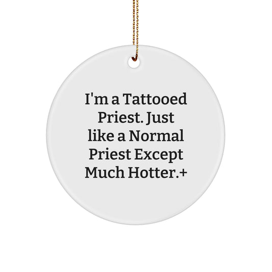 Quirky Tattooed Priest Novelty Christmas Ornament for Friends Gift - Image 1