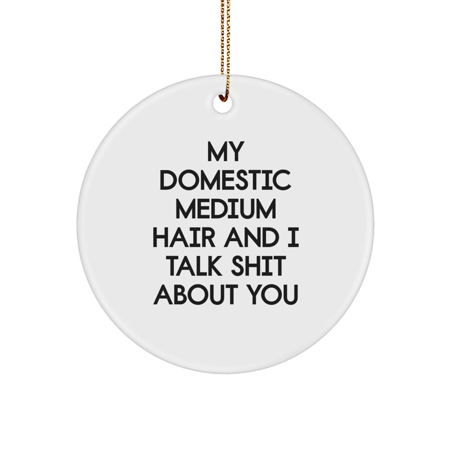 Funny Domestic Medium Hair Christmas Circle Ornament Gifts for Friends from Family - Image 1