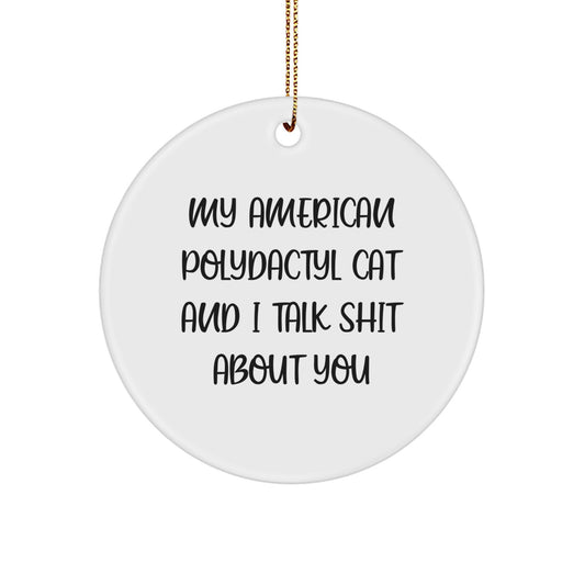 Funny American Polydactyl Cat Gifts, Circle Ornaments for Cat Lovers, Christmas Unique Presents from Friends to Family - Image 1