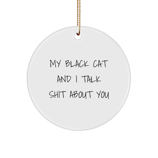 Funny Black Cat Circle Ornaments Gifts from Friends for Black Cat Lovers on Christmas Unique Ornaments - Image 1