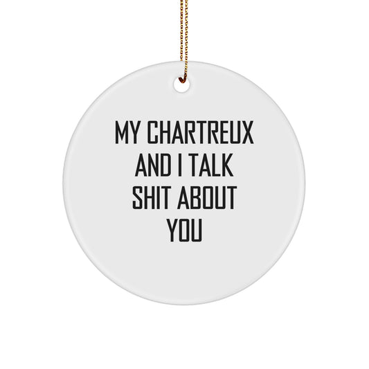 Funny Chartreux Cat Circle Ornament Gifts from Friends and Family for Christmas - Image 1