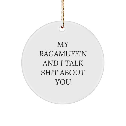 Funny Ragamuffin Cat Circle Ornaments for Christmas Unique Gifts from Friends to Family Members - Image 1